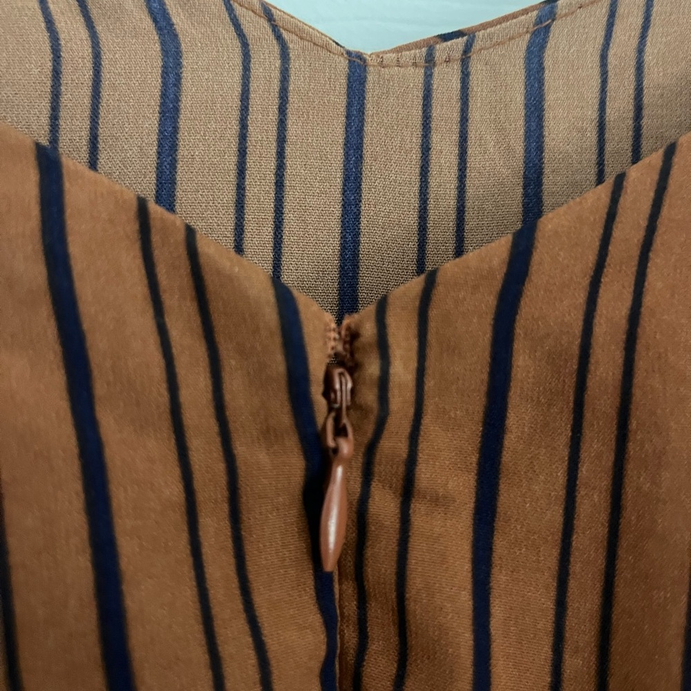 Xhilaration Brown and Navy Striped Jumpsuit - Picture 6 of 9